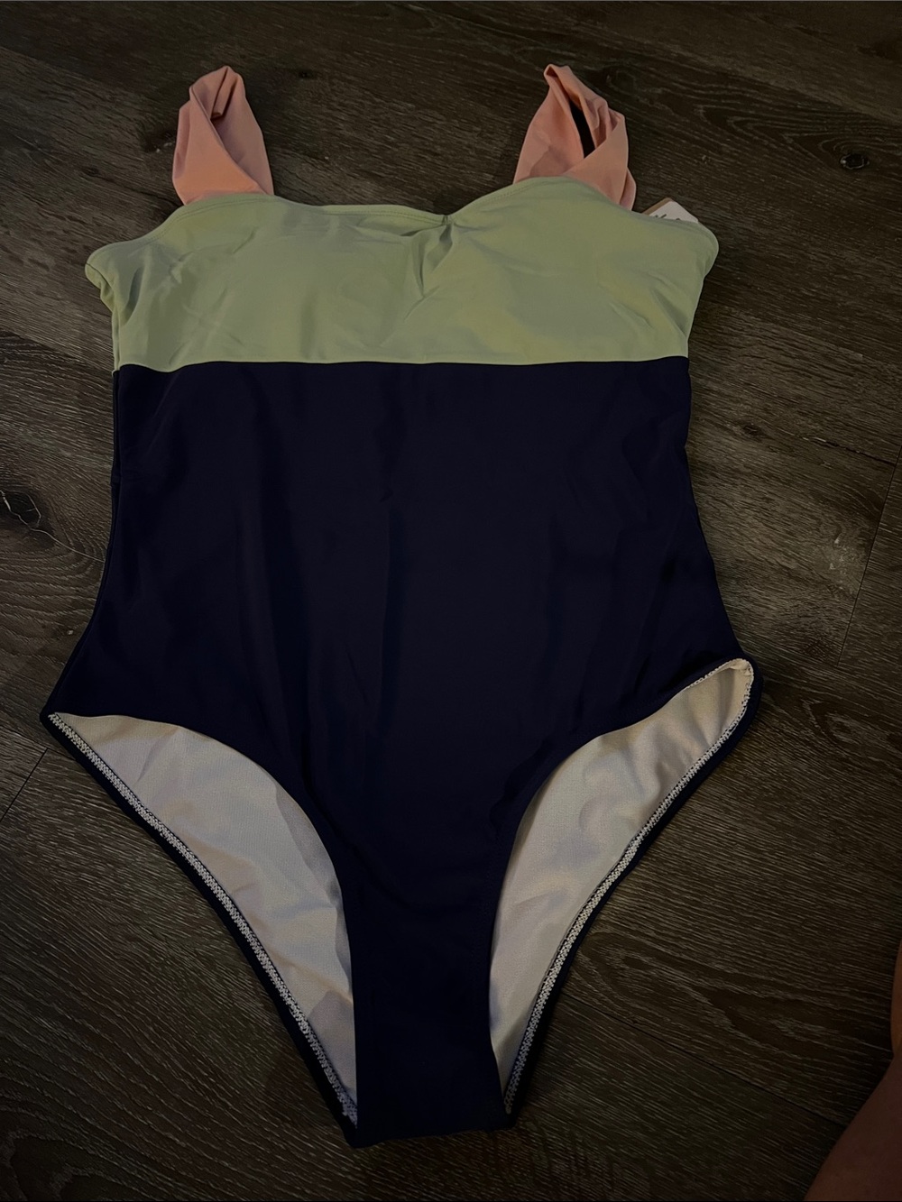 Woman’s Colorblock One-Piece Swimsuit - Navy, Mint & Pink